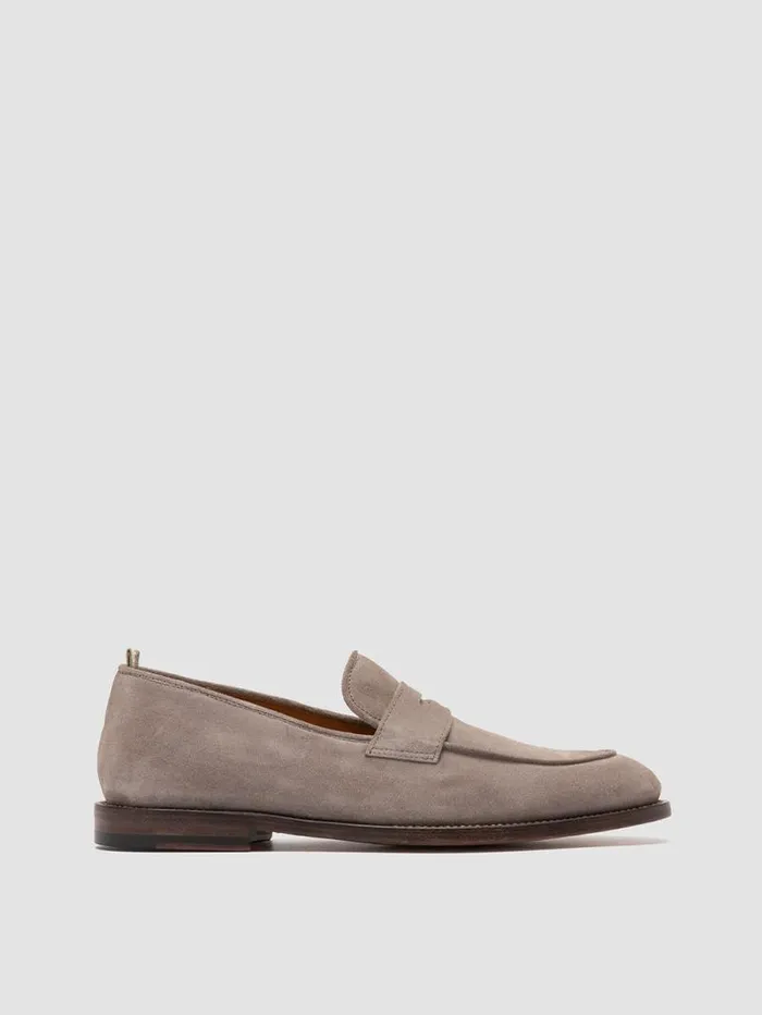 Men Officine Creative Footwear OPERA 001 Taupe Suede Penny Loafers