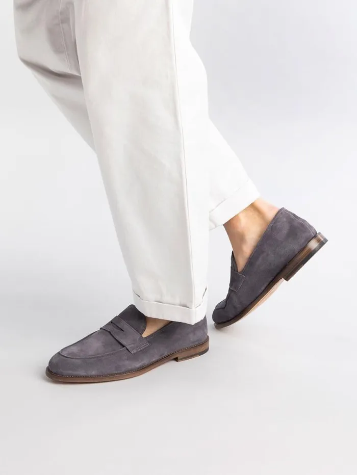 Men Officine Creative Footwear OPERA 001 Taupe Suede Penny Loafers Men Officine Creative Footwear OPERA 001 Taupe Suede Penny Loafers