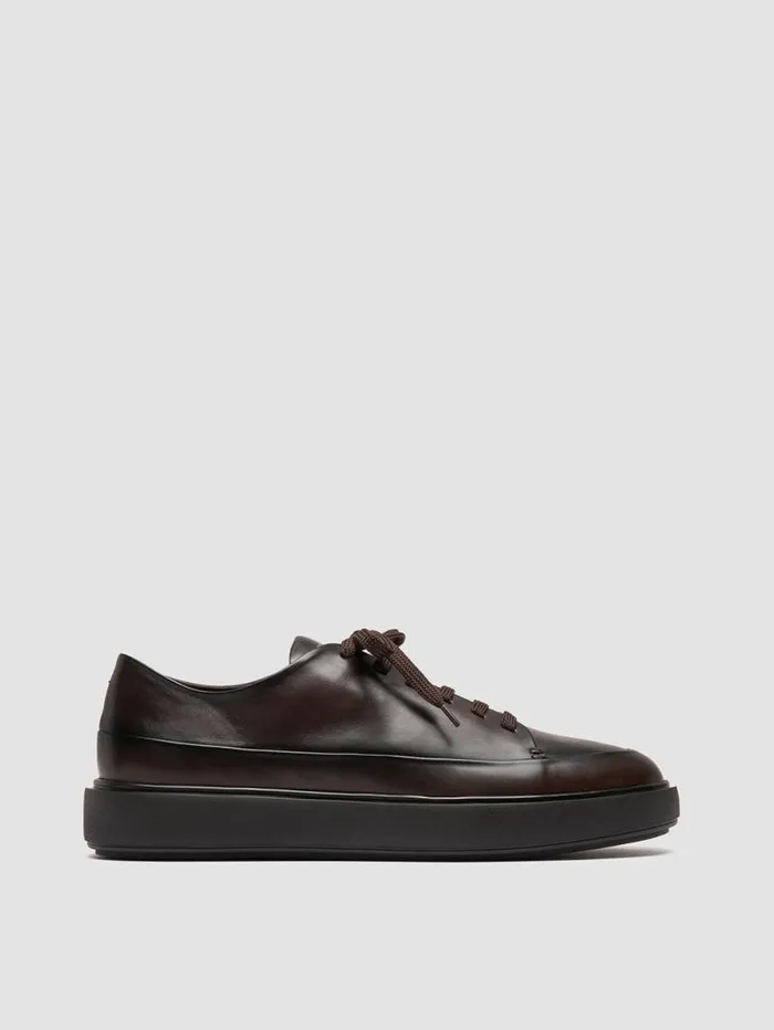 Men Officine Creative Footwear RELEASE 001 Brown Leather Low Top Sneakers