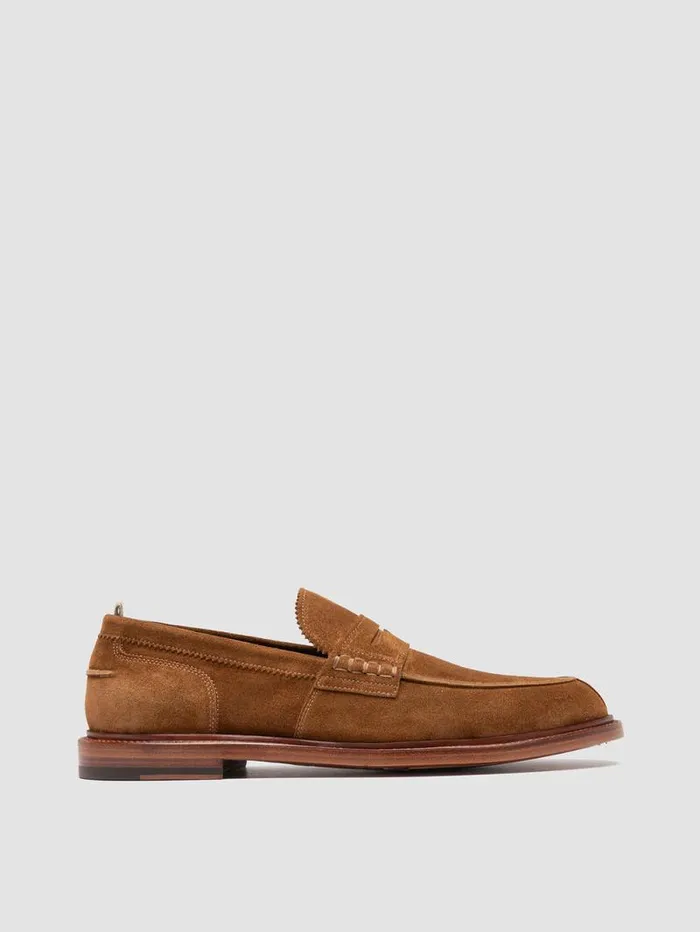 Men Officine Creative Footwear SAX 001 Brown Suede Penny Loafers