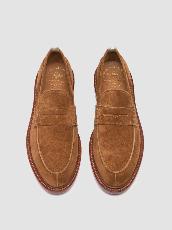 Men Officine Creative Footwear SAX 001 Brown Suede Penny Loafers