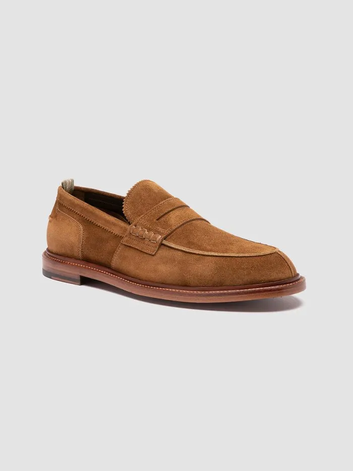 Men Officine Creative Footwear SAX 001 Brown Suede Penny Loafers