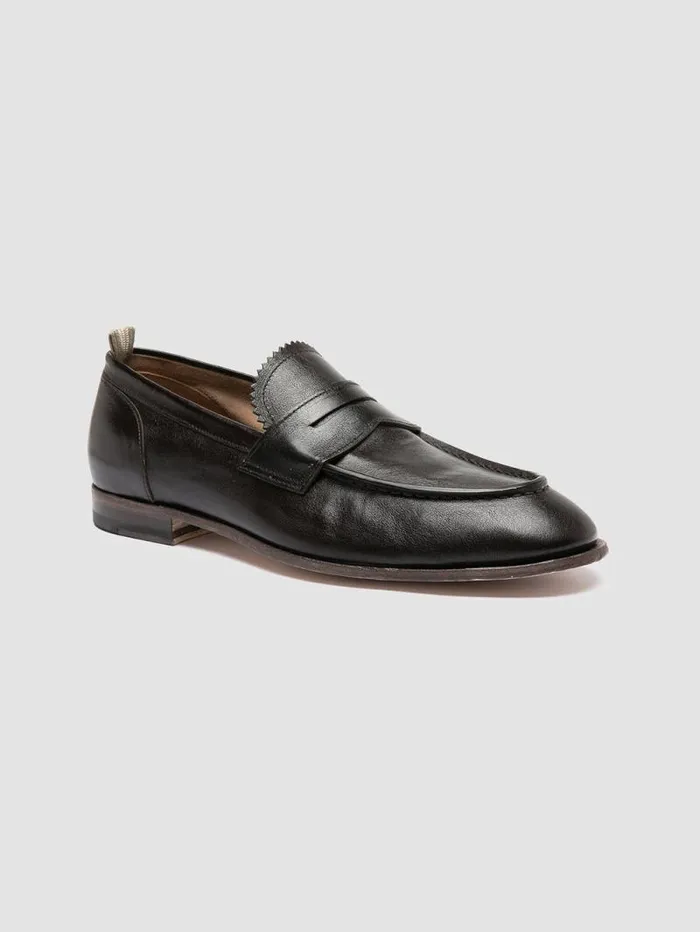 Men Officine Creative Footwear SOLITUDE 001 Brown Leather Penny Loafers Men Officine Creative Footwear SOLITUDE 001 Brown Leather Penny Loafers