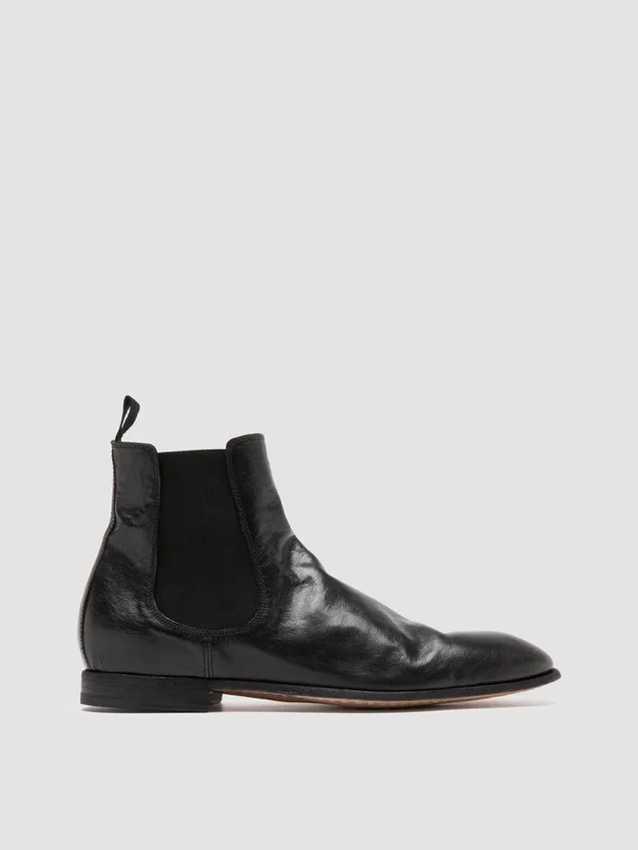 Men Officine Creative Footwear SOLITUDE 004 Black Leather Chelsea Boots