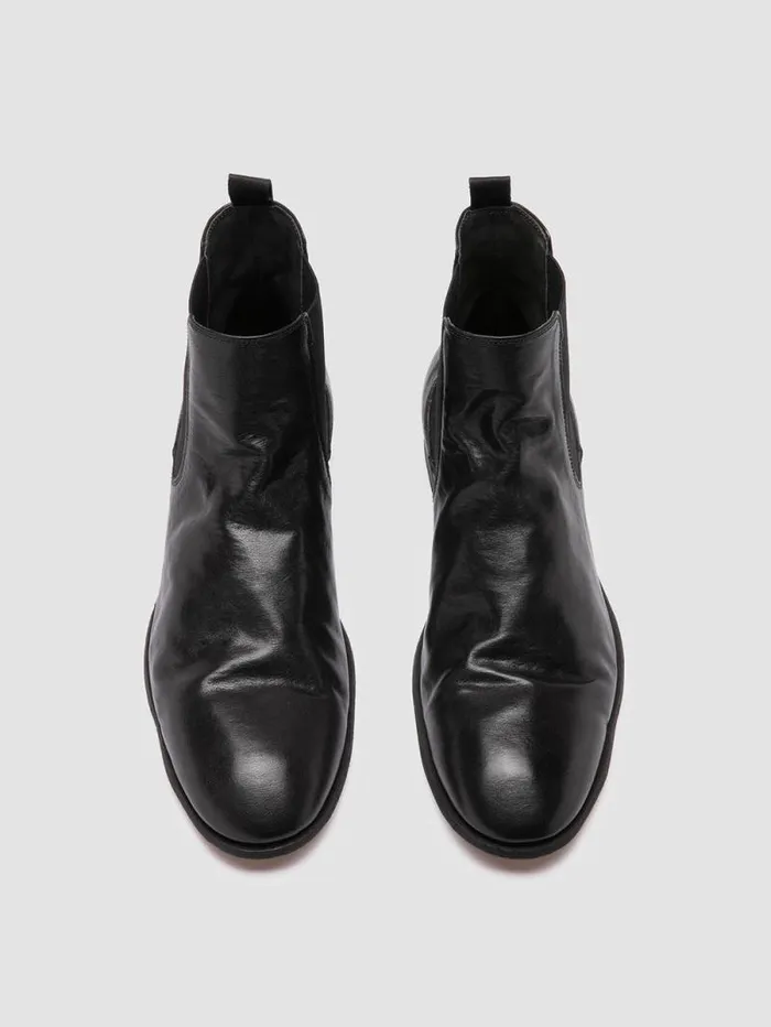Men Officine Creative Footwear SOLITUDE 004 Black Leather Chelsea Boots