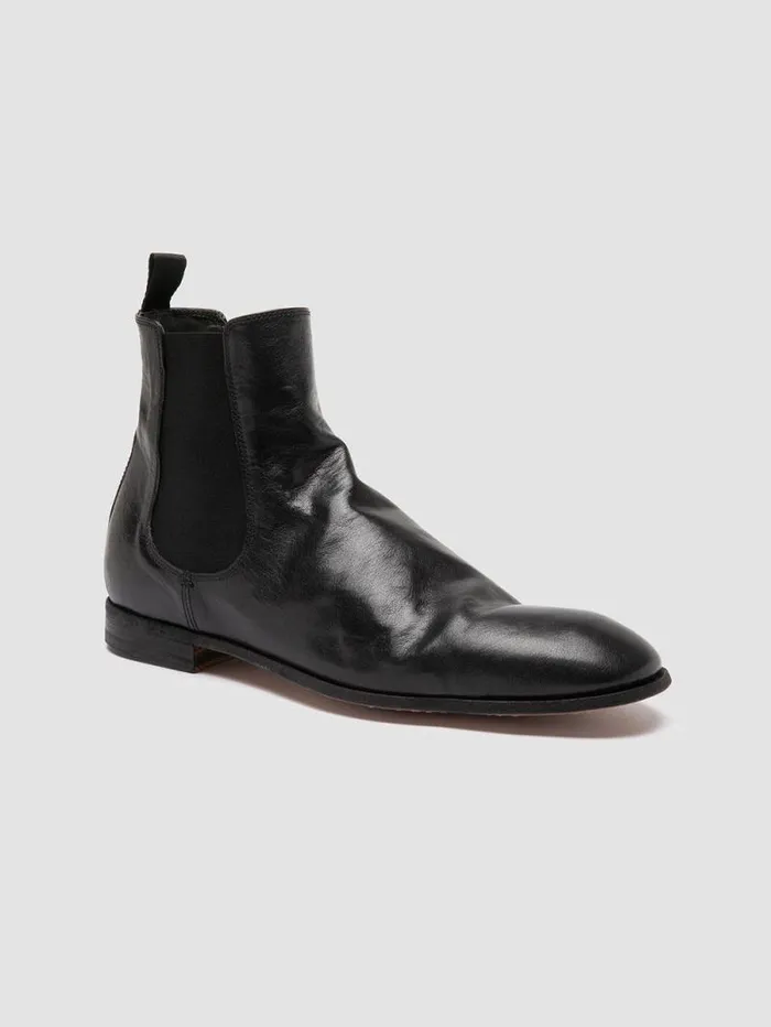 Men Officine Creative Footwear SOLITUDE 004 Black Leather Chelsea Boots