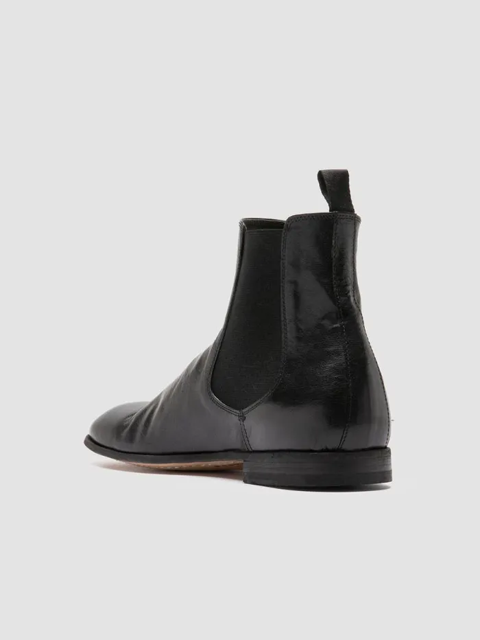 Men Officine Creative Footwear SOLITUDE 004 Black Leather Chelsea Boots