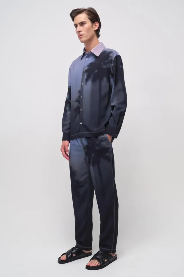 Men Pants and Bottoms Jonathan Simkhai Allister Pants Black Palm Print Pants