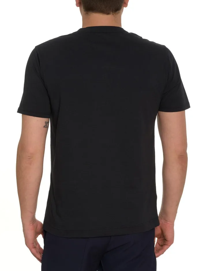 Men Polos and TShirts Robert Graham FLORAL SCRIPT GRAPHIC TSHIRT Black