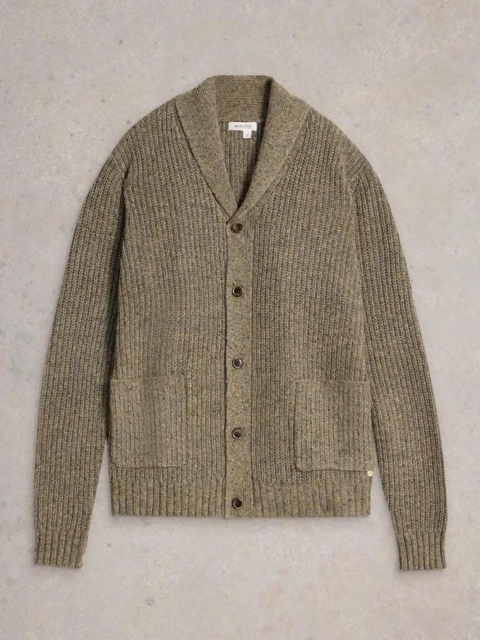 Men Shawl Neck Nep Wool Cardigan Natural Multi White Stuff Knitwear Men Shawl Neck Nep Wool Cardigan Natural Multi White Stuff Knitwear