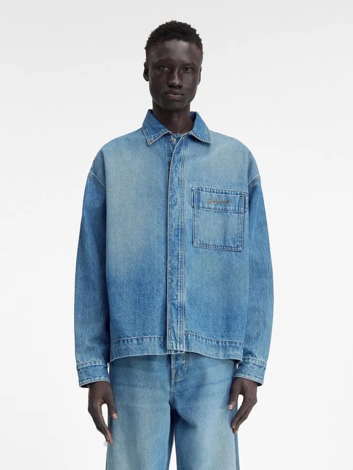 Men Shirts JACQUEMUS The DeNmes Denim Shirt Bluetabac