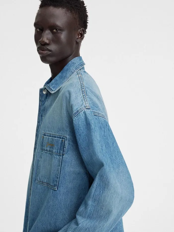 Men Shirts JACQUEMUS The DeNmes Denim Shirt Bluetabac