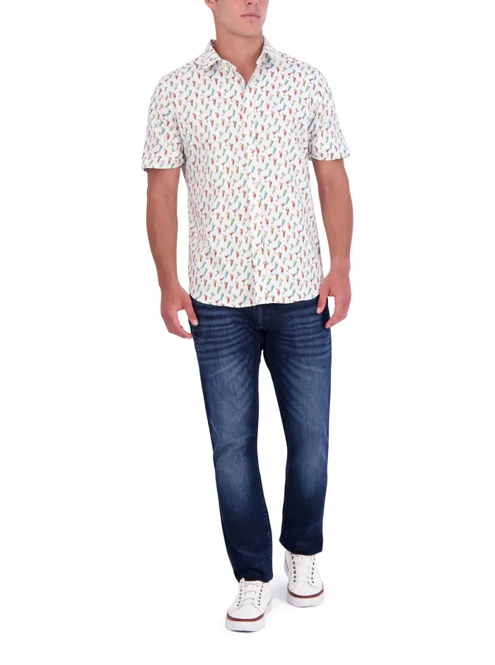 Men Short Sleeve Button Down Shirts Robert Graham CIN CIN SHORT SLEEVE BUTTON DOWN SHIRT White