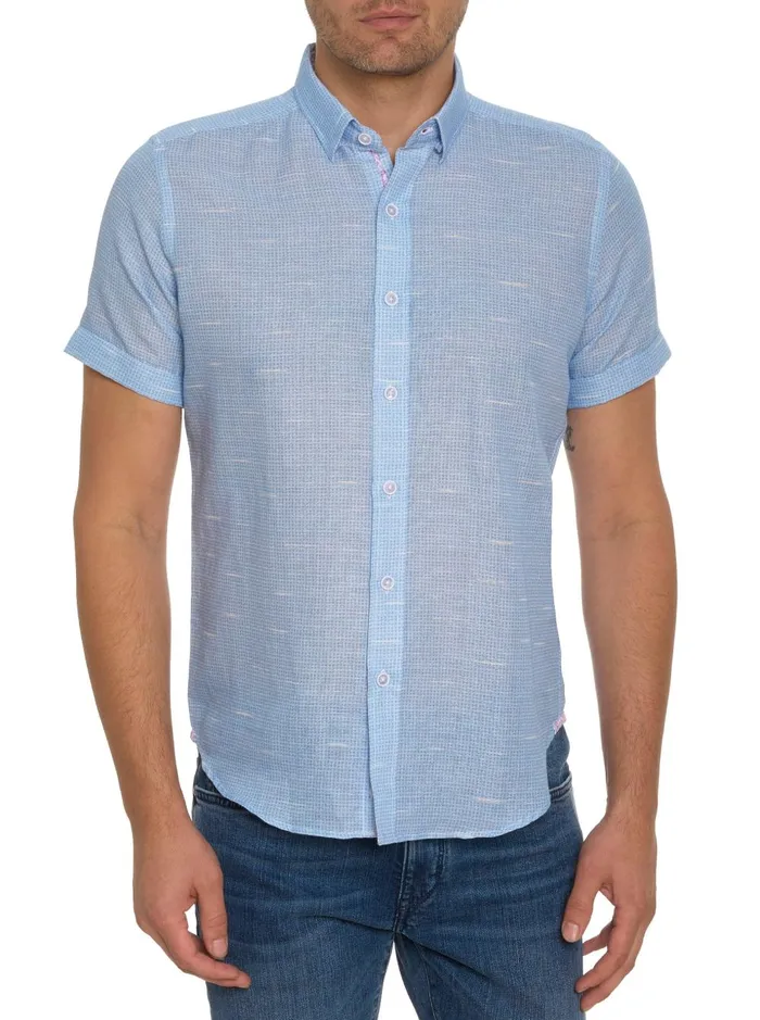 Men Short Sleeve Button Down Shirts Robert Graham SLOAN SHORT SLEEVE BUTTON DOWN SHIRT Blue Men Short Sleeve Button Down Shirts Robert Graham SLOAN SHORT SLEEVE BUTTON DOWN SHIRT Blue