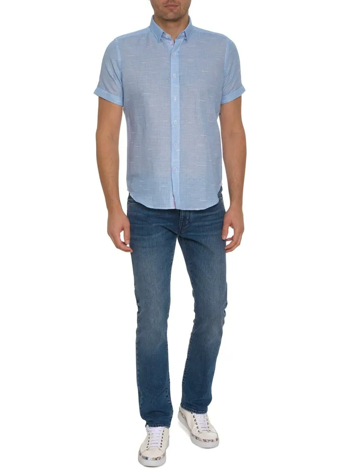 Men Short Sleeve Button Down Shirts Robert Graham SLOAN SHORT SLEEVE BUTTON DOWN SHIRT Blue