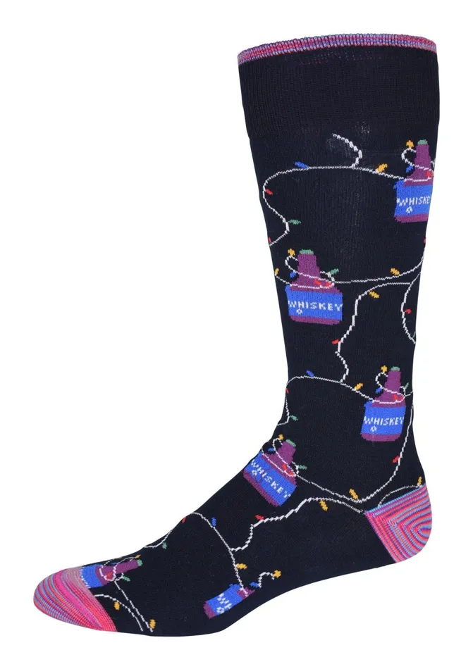 Men Socks Robert Graham WHISKEY LIGHTS KNIT SOCKS Navy