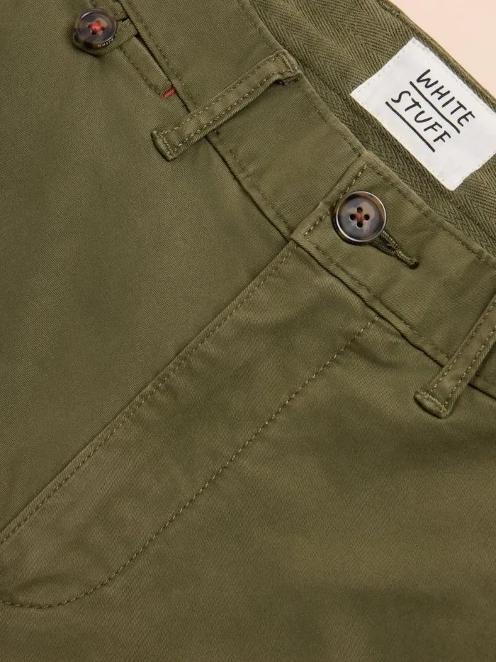 Men Sutton Organic Chino Trouser Khaki Green White Stuff Chinos