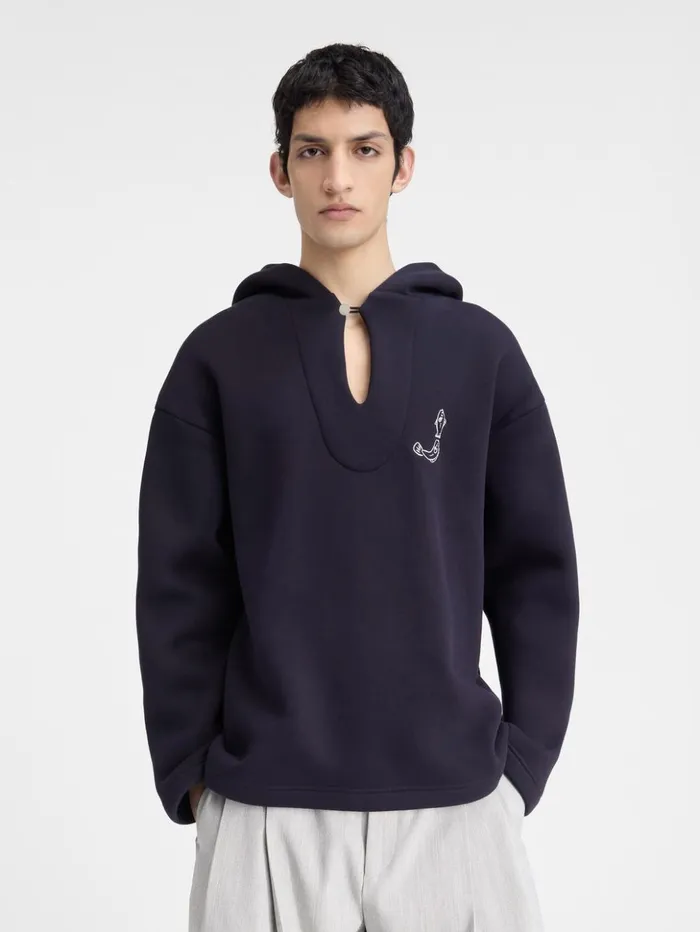 Men Sweatshirts and Joggings JACQUEMUS The Mer Hoodie Dark Navy