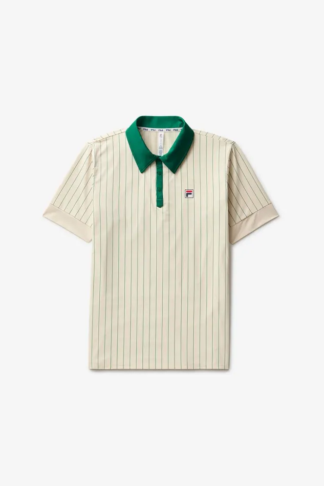 Men Tennis Fila Performance Iconic BB1 Polo 898 Angoragreen Jacket Pinstripe