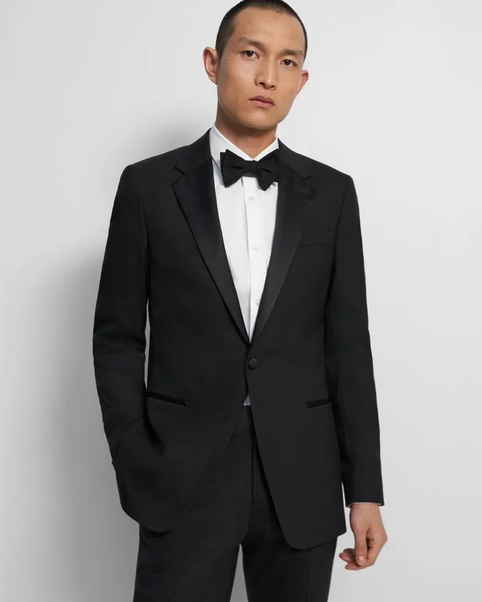 Men Theory Blazers Jackets Chambers Tuxedo Blazer In Stretch Wool Black