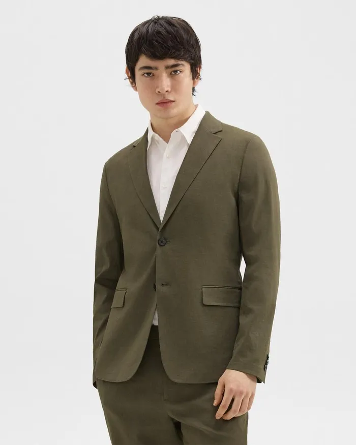 Men Theory Blazers Jackets Clinton Blazer In Good Linen Dark Olive