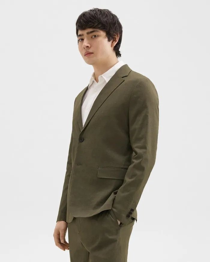 Men Theory Blazers Jackets Clinton Blazer In Good Linen Dark Olive