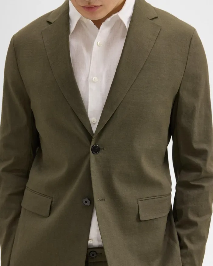 Men Theory Blazers Jackets Clinton Blazer In Good Linen Dark Olive