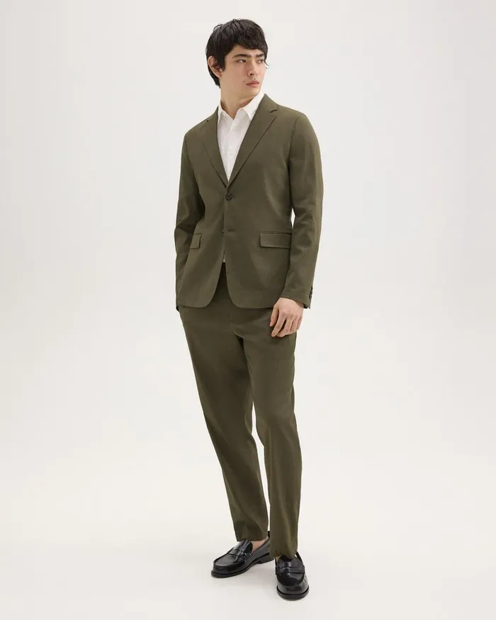Men Theory Blazers Jackets Clinton Blazer In Good Linen Dark Olive