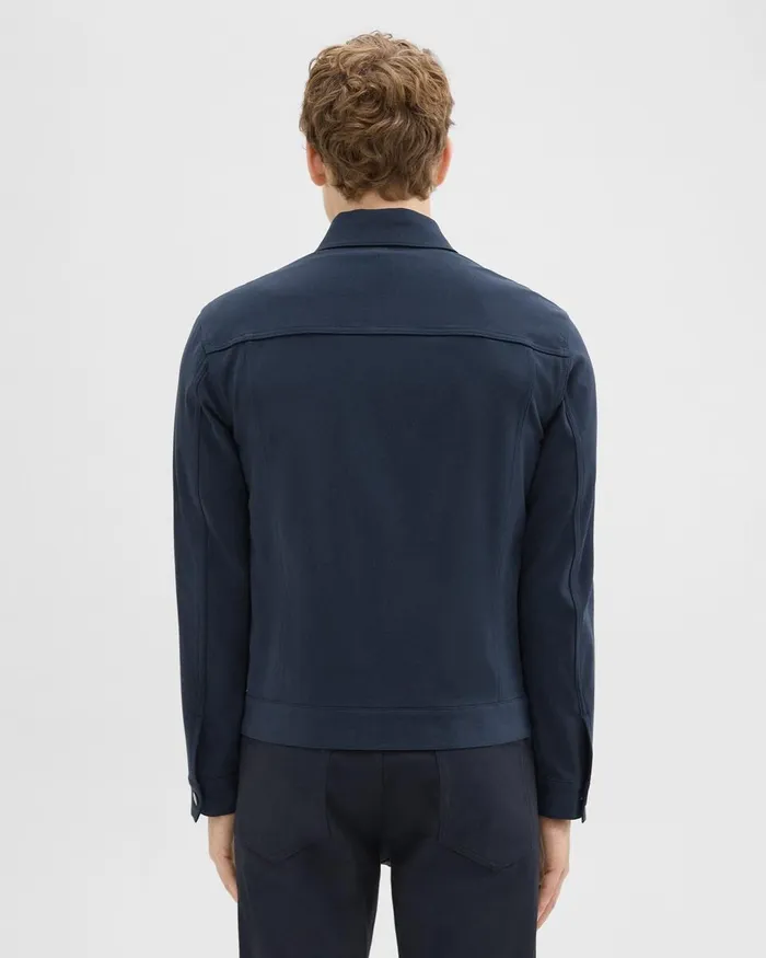 Men Theory Blazers Jackets River Trucker Jacket In Neoteric Twill Dark Navy