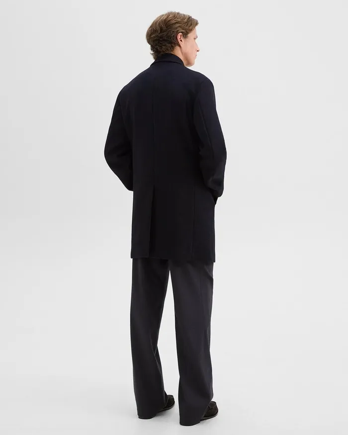 Men Theory Outerwear 3Button Topcoat In Recycled WoolBlend Melton Baltic
