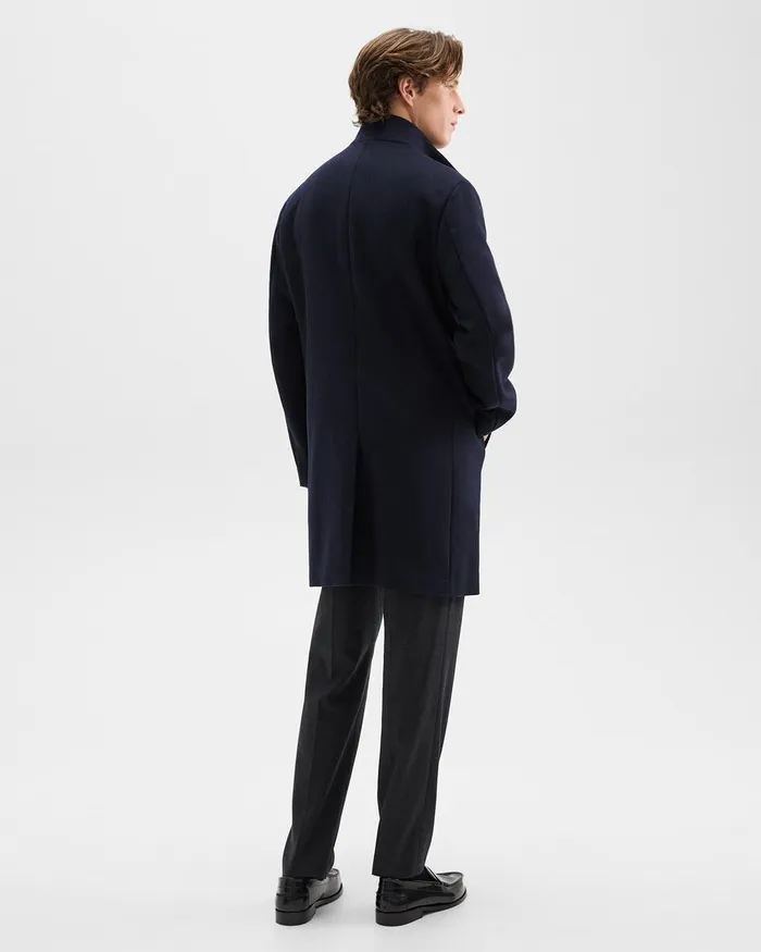 Men Theory Outerwear Belvin Coat In Recycled WoolBlend Melton Baltic