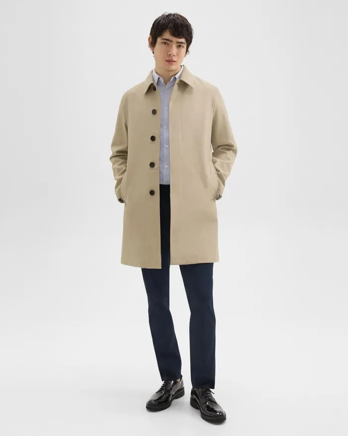 Men Theory Outerwear Car Coat In Cotton Twill Khaki