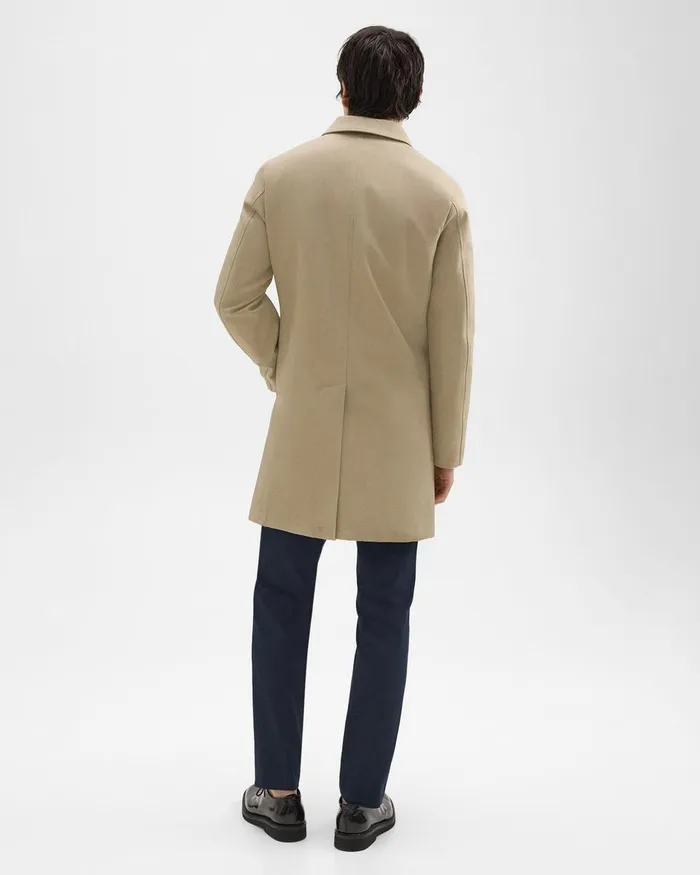 Men Theory Outerwear Car Coat In Cotton Twill Khaki