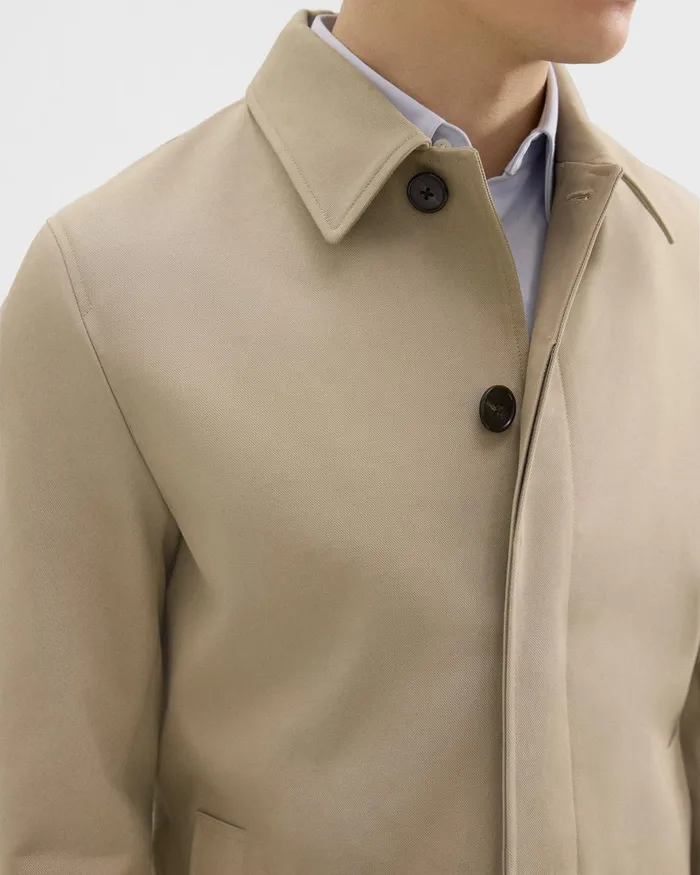 Men Theory Outerwear Car Coat In Cotton Twill Khaki