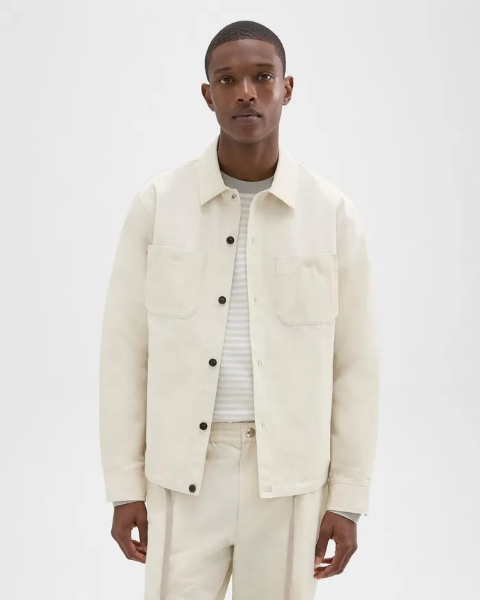 Men Theory Outerwear Shirt Jacket Ecru