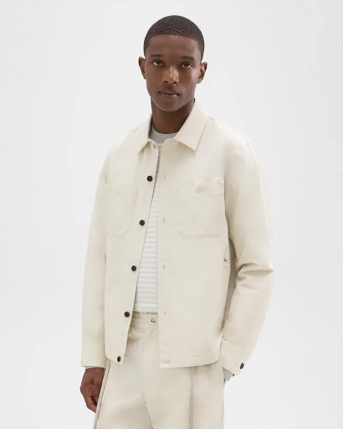 Men Theory Outerwear Shirt Jacket Ecru