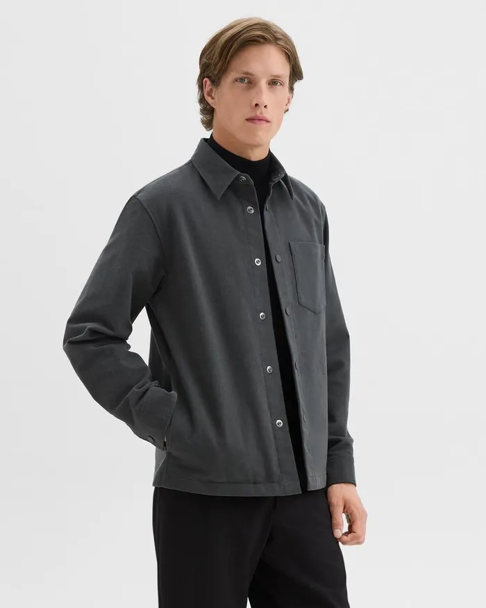 Men Theory Outerwear Shirt Jacket In Moleskin Twill Graphite