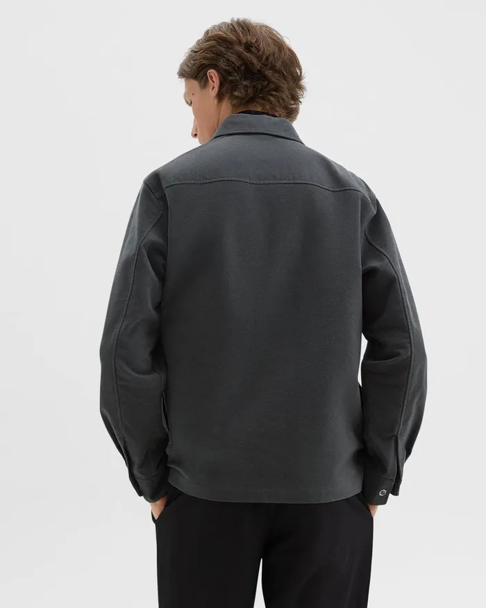 Men Theory Outerwear Shirt Jacket In Moleskin Twill Graphite