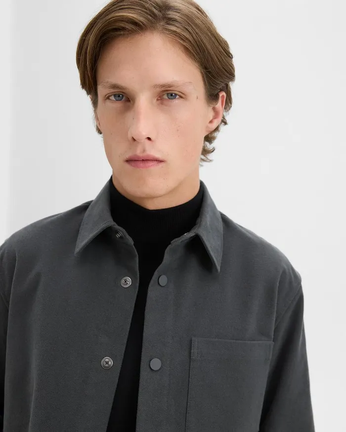 Men Theory Outerwear Shirt Jacket In Moleskin Twill Graphite