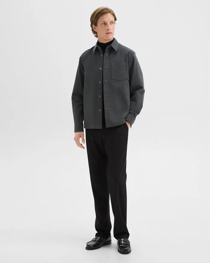 Men Theory Outerwear Shirt Jacket In Moleskin Twill Graphite