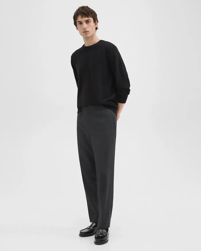 Men Theory Pants Larin Drawstring Pant In Stretch Flannel Charcoal Melange