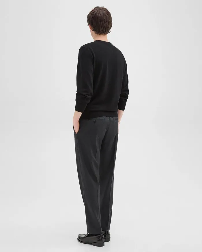 Men Theory Pants Larin Drawstring Pant In Stretch Flannel Charcoal Melange