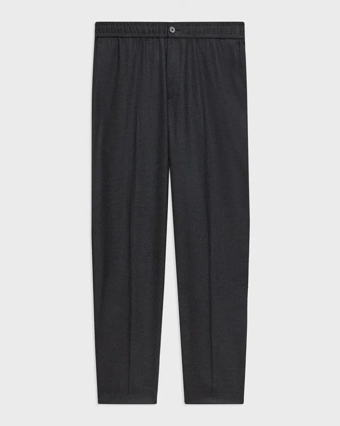 Men Theory Pants Larin Drawstring Pant In Stretch Flannel Charcoal Melange