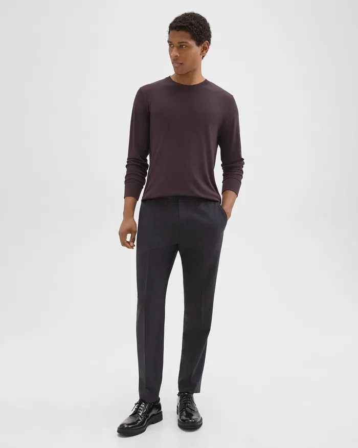Men Theory Pants Larin Drawstring Pant In Stretch Flannel Dark Navy