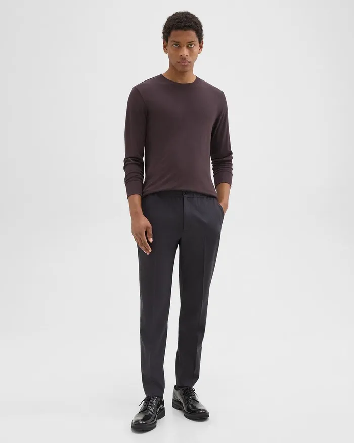 Men Theory Pants Larin Drawstring Pant In Stretch Flannel Dark Navy