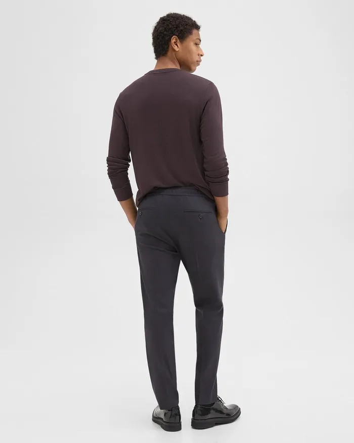 Men Theory Pants Larin Drawstring Pant In Stretch Flannel Dark Navy