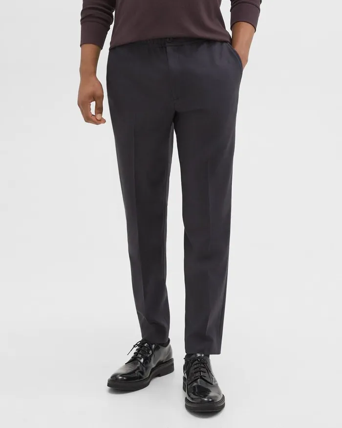 Men Theory Pants Larin Drawstring Pant In Stretch Flannel Dark Navy