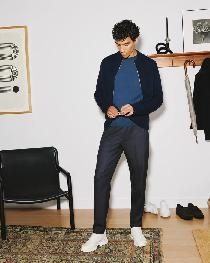 Men Theory Pants Larin Drawstring Pant In Stretch Flannel Dark Navy