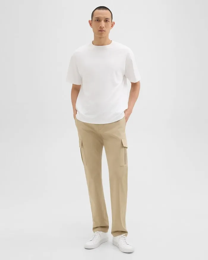 Men Theory Pants Straight Cargo Pant In Stretch Cotton Twill Khaki
