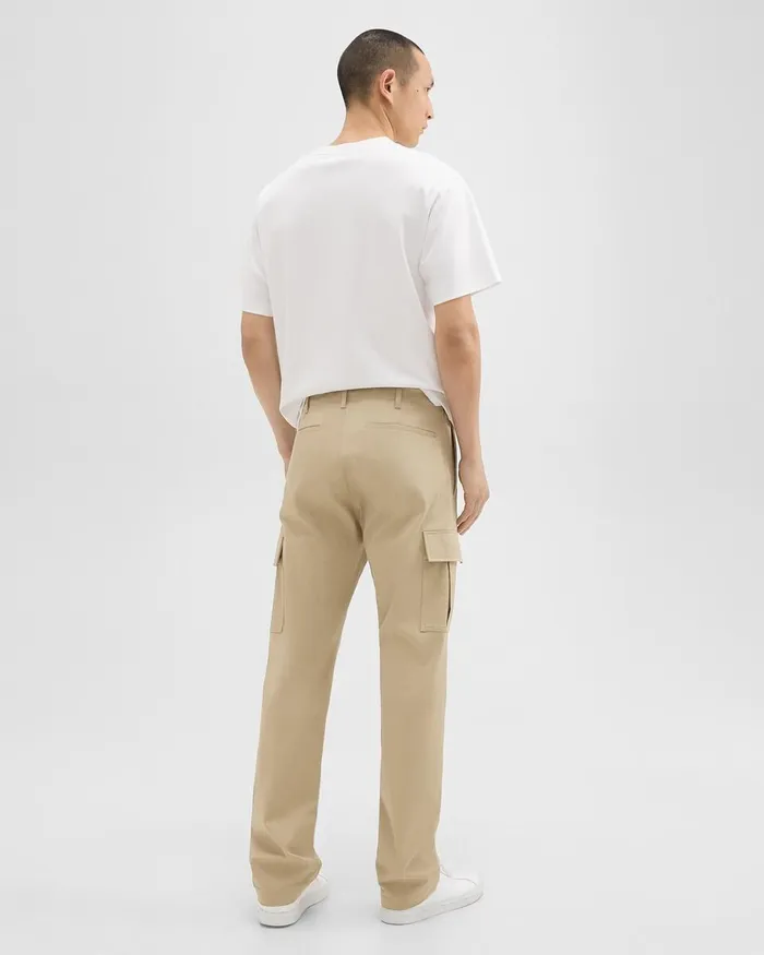Men Theory Pants Straight Cargo Pant In Stretch Cotton Twill Khaki